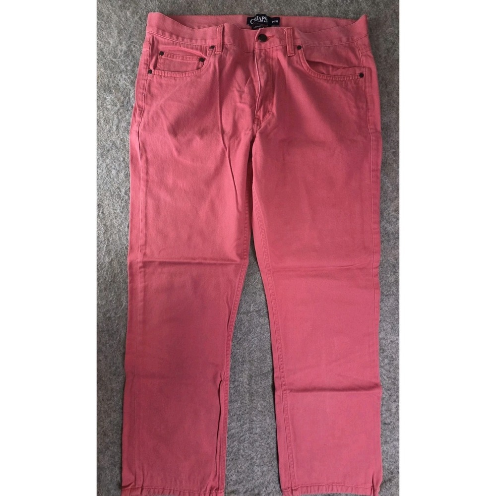 Ralph Lauren Chaps Pants Mens 34x30 Salmon Red 5 Pocket Twill Chino Trouser